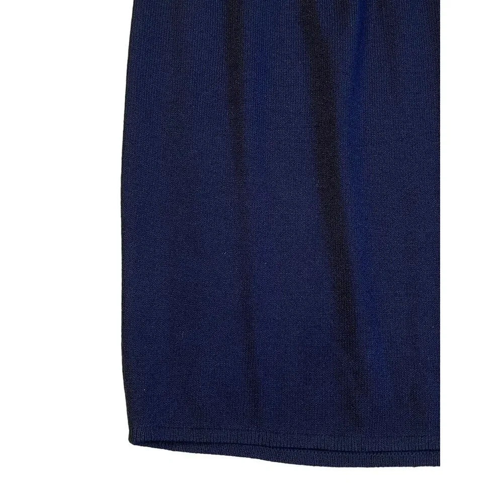 Vintage St. John Collection Marie Gray Navy Blue Wool Sweater Skirt Size 12 - Picture 2 of 5
